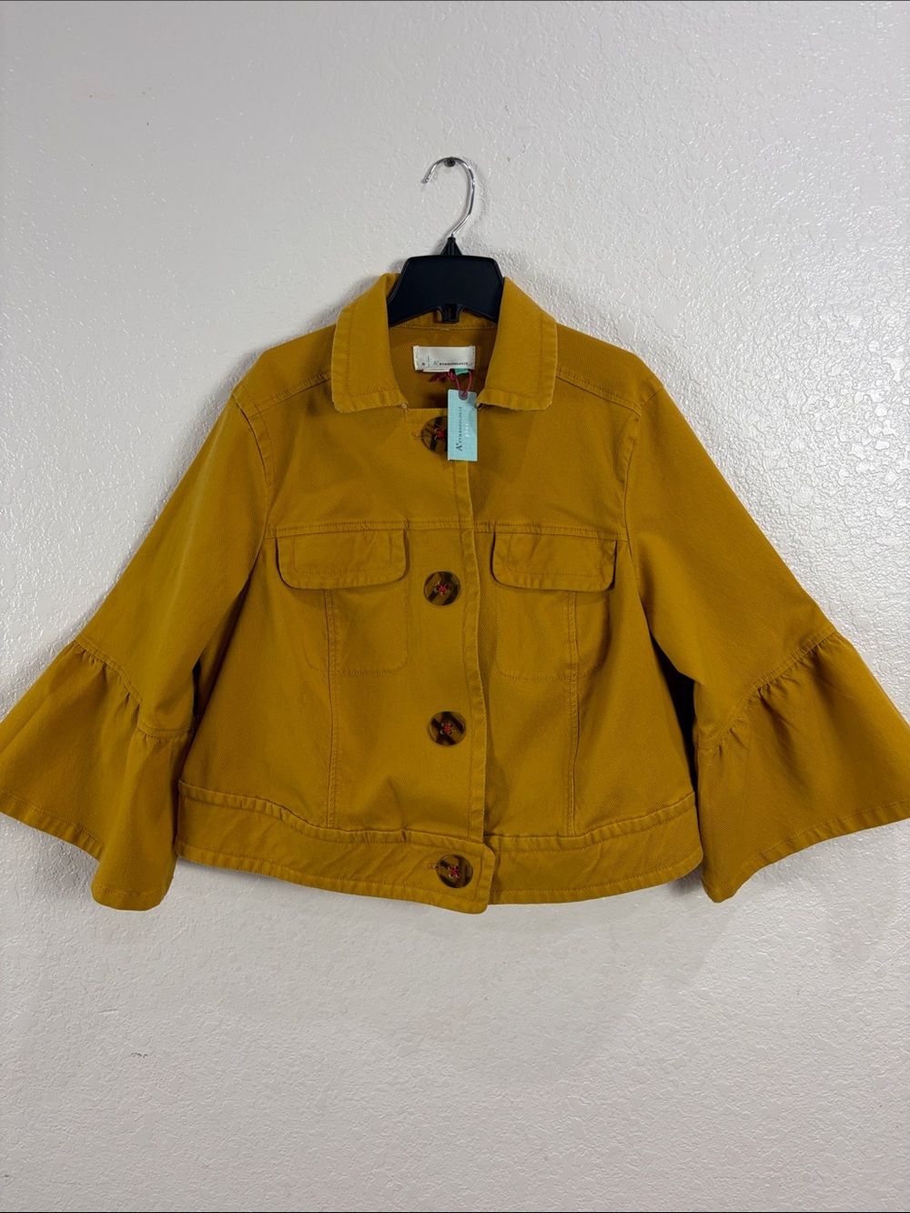 Anthropologie Plus,Size 1X,Mustard Bell-Sleeve Jacket